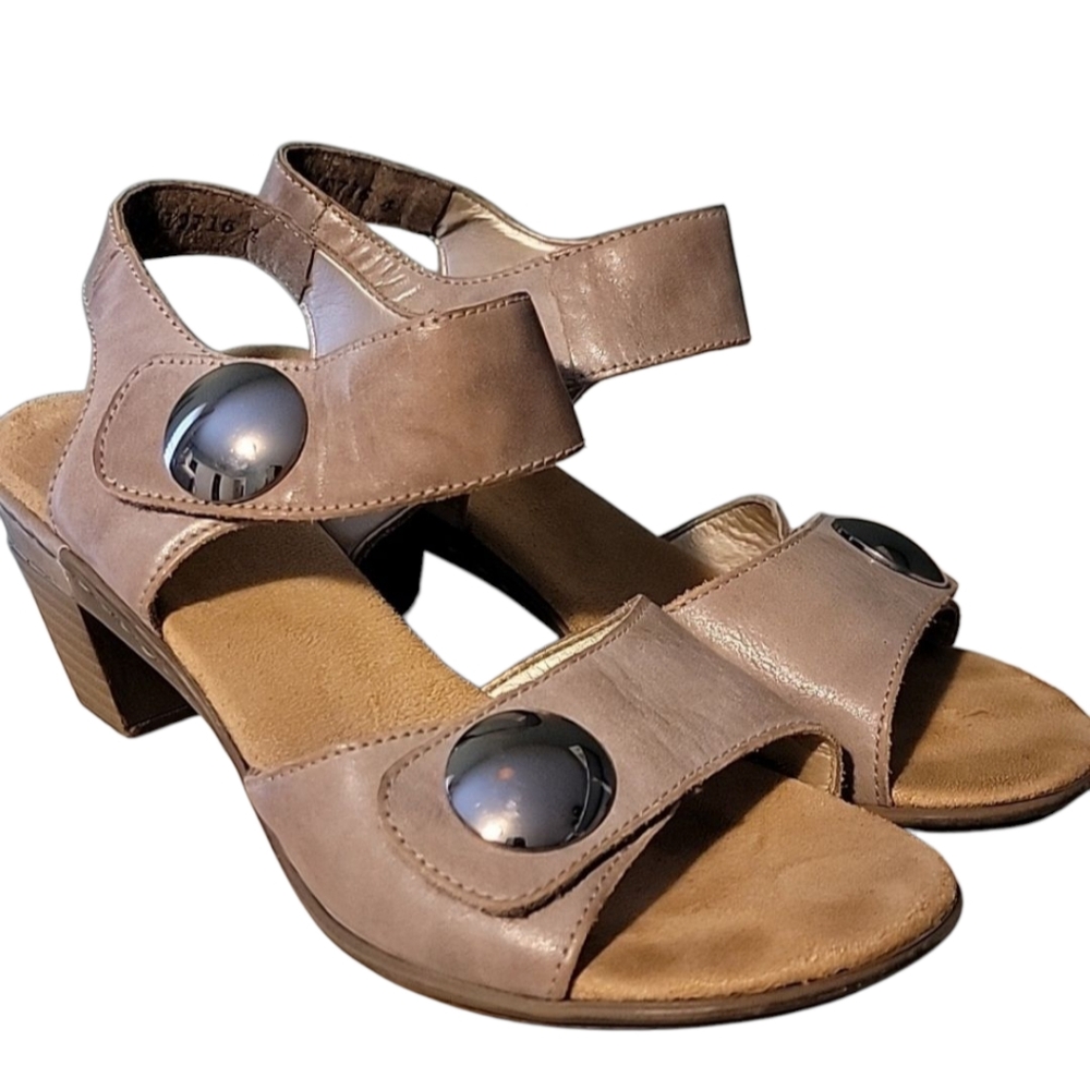 RIEKER Katie Leather Wedge Sandals‎ Size 37 US 6-6.5